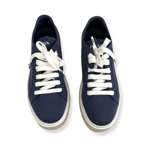 Prada navy canvas gabardine lace shoes size 40 - Picture 1 of 9